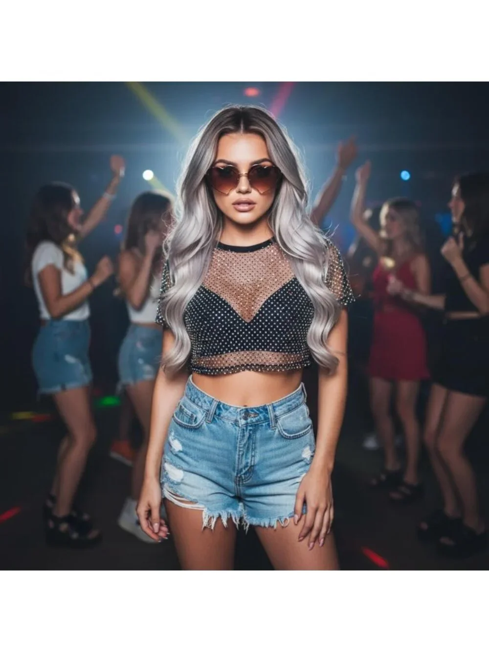 Heart-Shaped Sunglasses for Women - Thin Metal Frame, Perfect for Parties